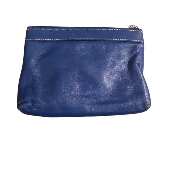 Coach Madison Royal Blue Leather Pleated  Wristlet Top Zip Wallet Clutch Purse - Picture 3 of 6